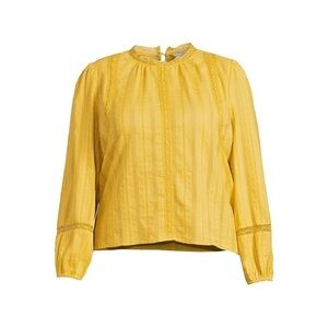 Time and Tru Yellow Lace Accent Blouse